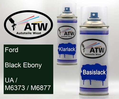 Ford, Black Ebony, UA / M6373 / M6877: 400ml Sprühdose + 400ml Klarlack - Set, von ATW Autoteile West.